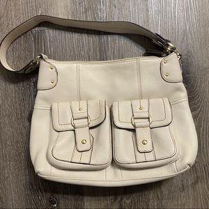 Vintage Fossil Genuine Leather Handcrafted Women's Handbag Purse 75082 - Beige
